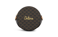 CELINE Embroidered Fabric Shoulder Bags Round Bag Crossbody Bags Women's Brown