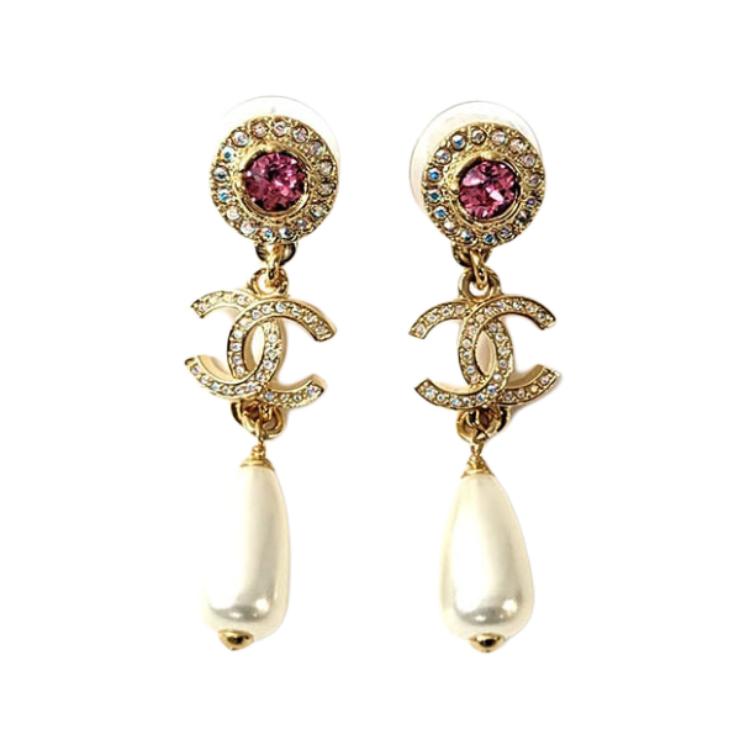 CHANEL Metal Earrings Women's Gold
