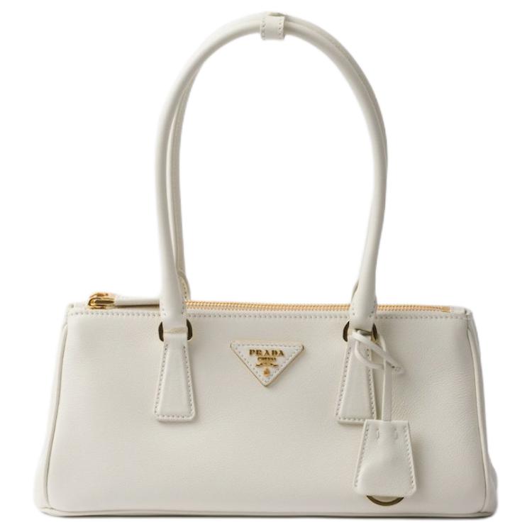 PRADA Calfskin Crossbody Handbag, Shoulder Bag Medium Size Women's White