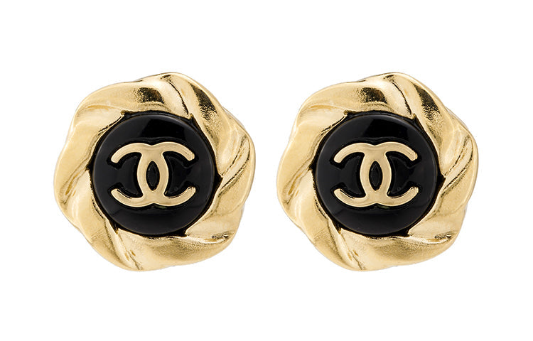 CHANEL Metal Stud Earrings Women's Gold