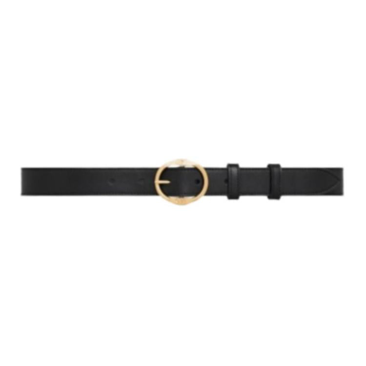 CELINE Badge Detail Pin Buckle Leather Belts Women's Black 2.5CM