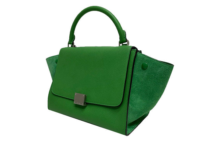CELINE Cow Leather Shoulder Bag Crossbody Bag Handbag Women's Green