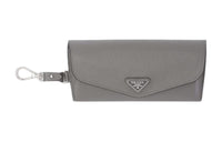 PRADA Saffiano Leather Eyeglass Pouch Small Size Men's Marble Gray