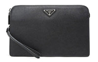 PRADA Leather Clutch Men's Black