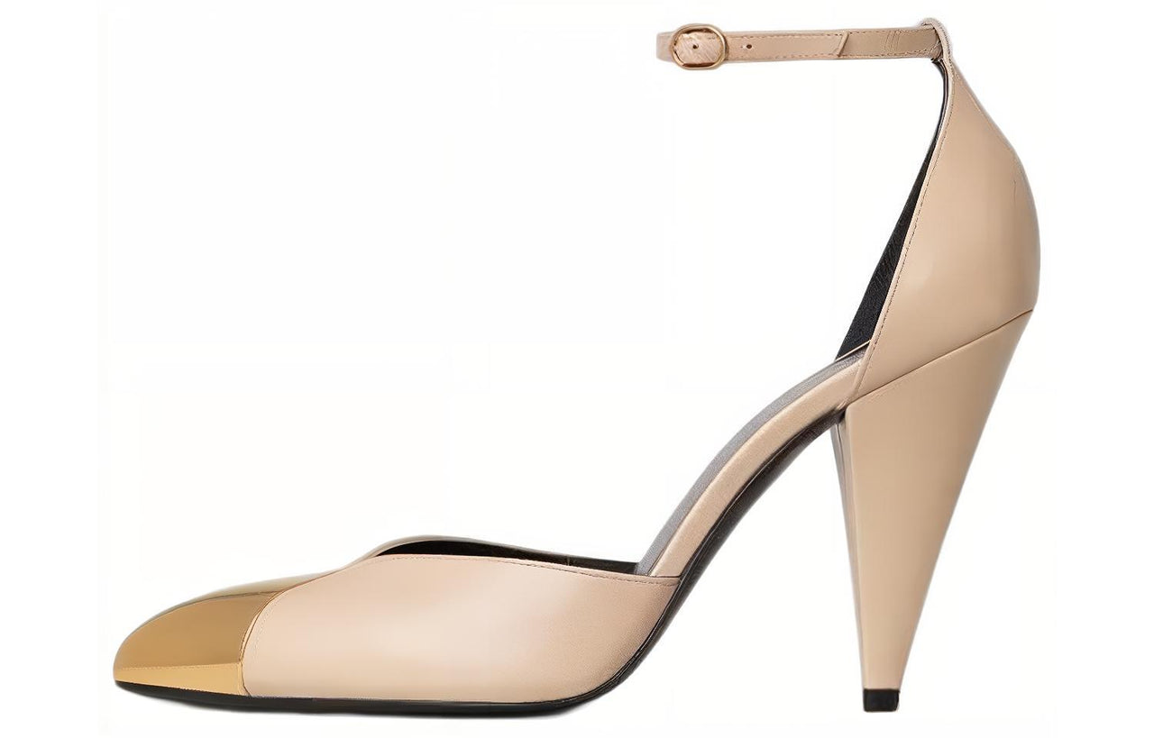 CELINE Cone Heel High Heels Women's Beige
