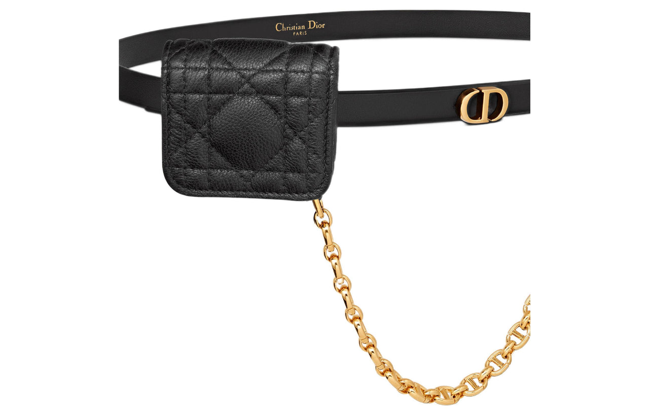 DIOR Caro Cow Leather Belt Fanny Pack Women's Black