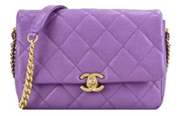 CHANEL 22P Grained Cow Leather Shoulder Bag Crossbody Bag Women's Mauve