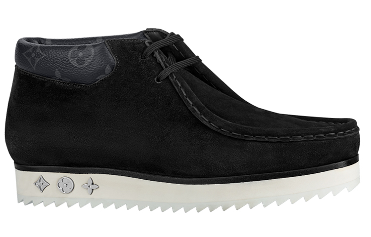 LOUIS VUITTON Mods Ankle Boots 'Black Suede With Faded Monogram Collar'