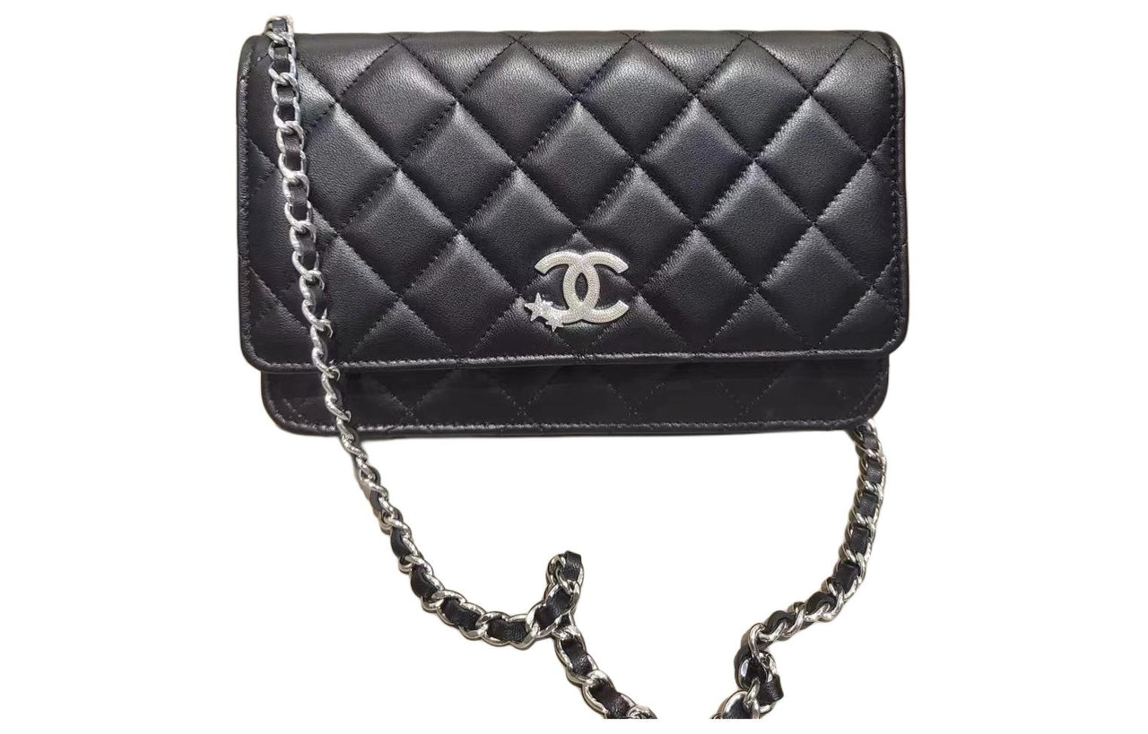 CHANEL WOC Lambskin Shoulder Bag Crossbody Bag Women's Black
