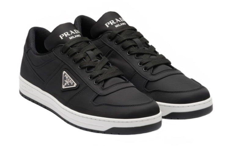PRADA Re Nylon Gabardine Low Top Sneakers Black Black White