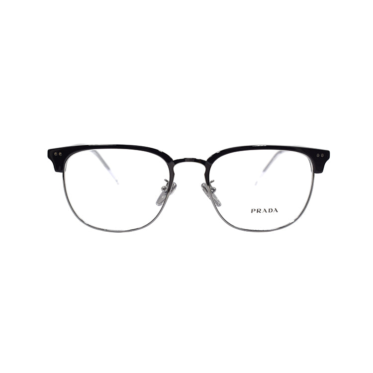 PRADA Plate And Metal Browline Optical Glasses Men's Black Silver