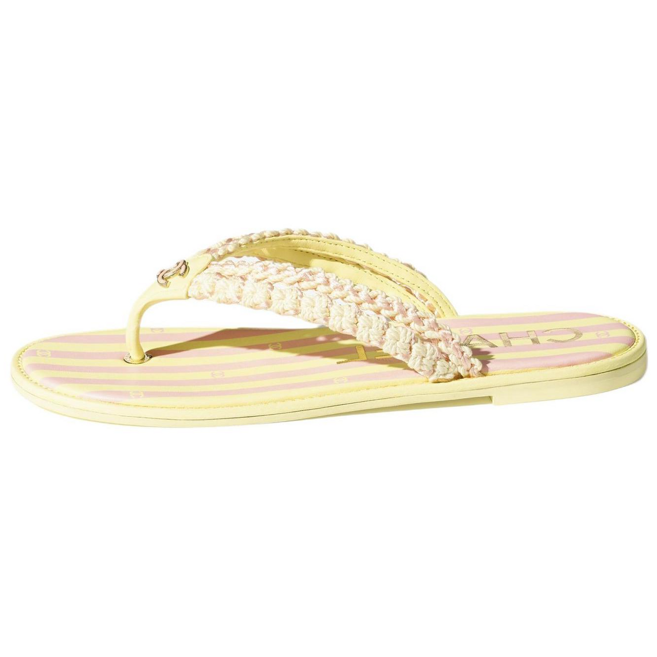 CHANEL Flip Flops Women's Light Yellow