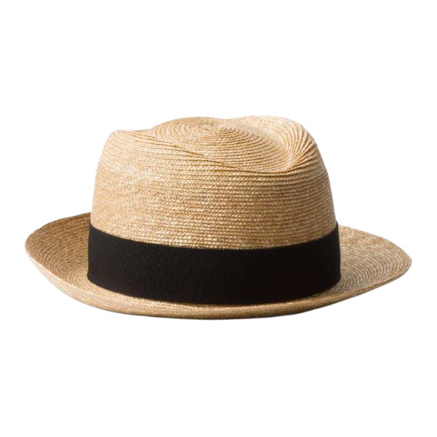 PRADA Triangle logo Woven Raffia Hat