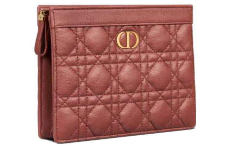 DIOR Caro Cow Leather Portable One Shoulder Crossbody Clutches Women's Rose Pink