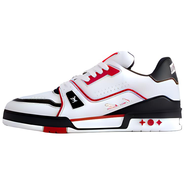 LOUIS VUITTON Trainer Low-Top Skateboard Shoes Unisex Red Black