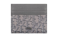DIOR Monogram All Over Print Fabric & Smooth Cow Leather With Card Slot Card Holder Men's Metallic