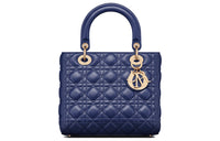 DIOR Lady Dior Sheepskin Daisie Bag Shoulder Bag Crossbody Bag Handbag Medium Size Women's Royal Blue