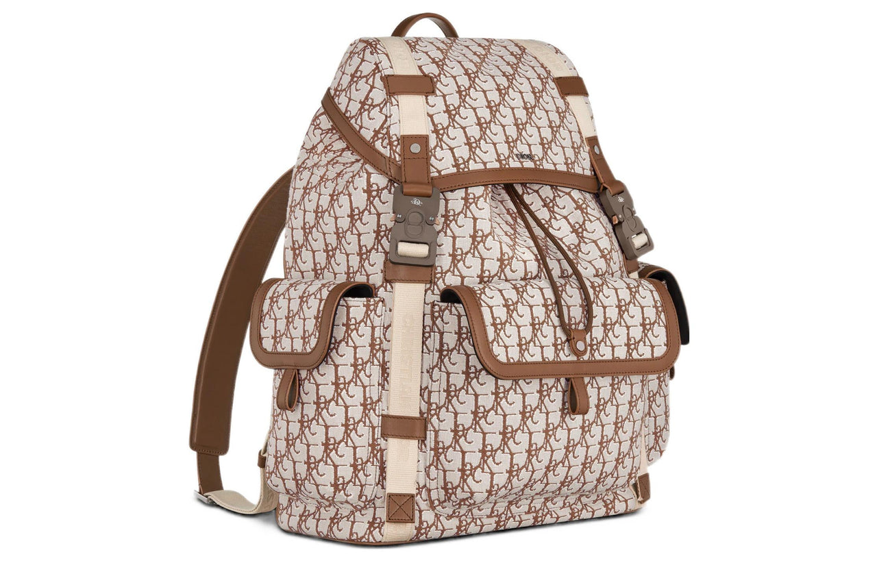 DIOR CACTUS JACK Collaboration Hit The Road Cow Leather Backpack Regular Unisex Coffee