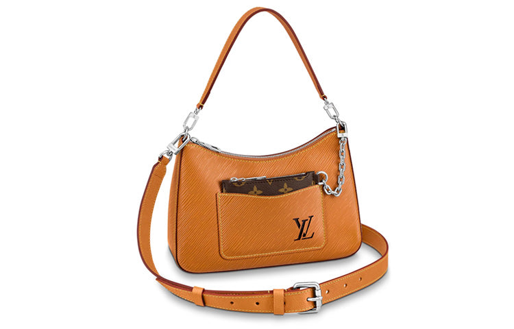LOUIS VUITTON Epi Grain Cow Leather Shoulder Bag, Portable Crossbody Bag Women's Caramel Brown Yellow