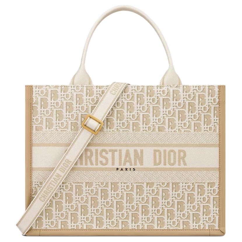 DIOR BookTote Cotton Tote Bag, Shoulder Bag, Handbag Medium Size Women's Natural