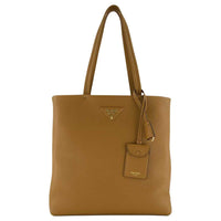 PRADA Calfskin Tote Bag, Shopping Bag, Handbag, Shoulder Bag Women's Caramel