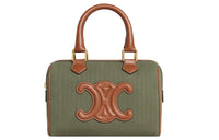 CELINE Triomphe Calfskin Boston Bag, Shoulder Bag, Crossbody Bag, Handbag Trumpets Women's Khaki/Tan
