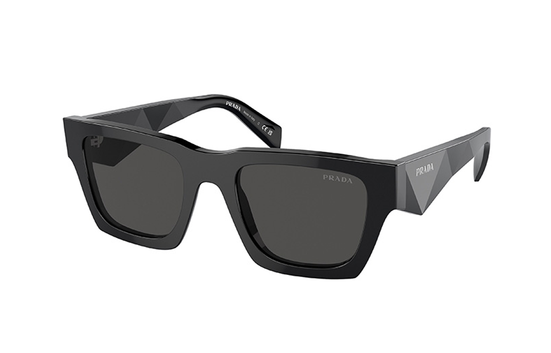 PRADA Plate Frame Square Sunglasses Men's Black