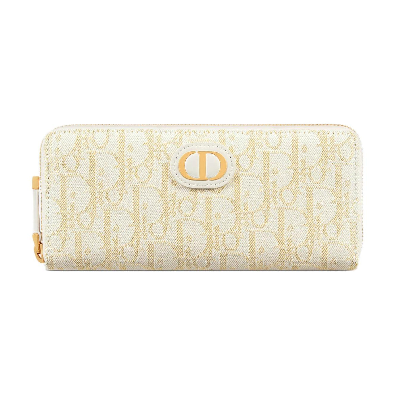 DIOR 30 Montaigne Cotton Wallet Women's Gold & White