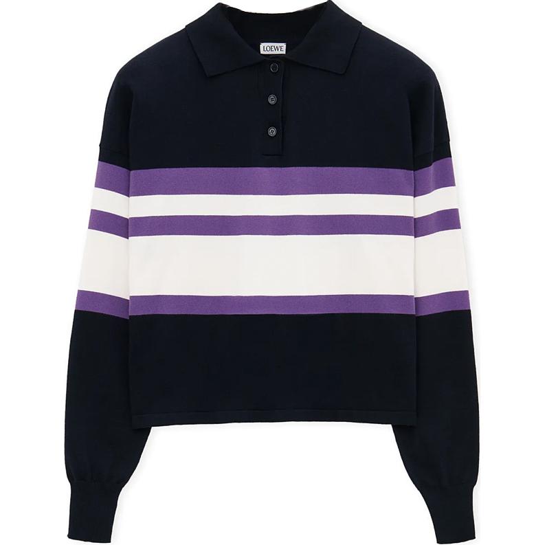 LOEWE Polo Sweater 'Deep Blue/Yellow/Purple'