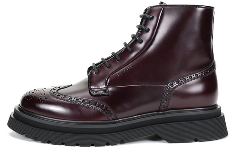 PRADA Ankle Boots Men's Dark Purple Red