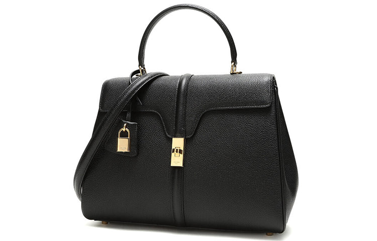 CELINE Grain Calfskin Handbag, Shoulder Bag Medium Size Women's Black