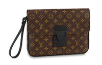 LOUIS VUITTON Coated Canvas Leather Handbag Clutches Regular Unisex Brown