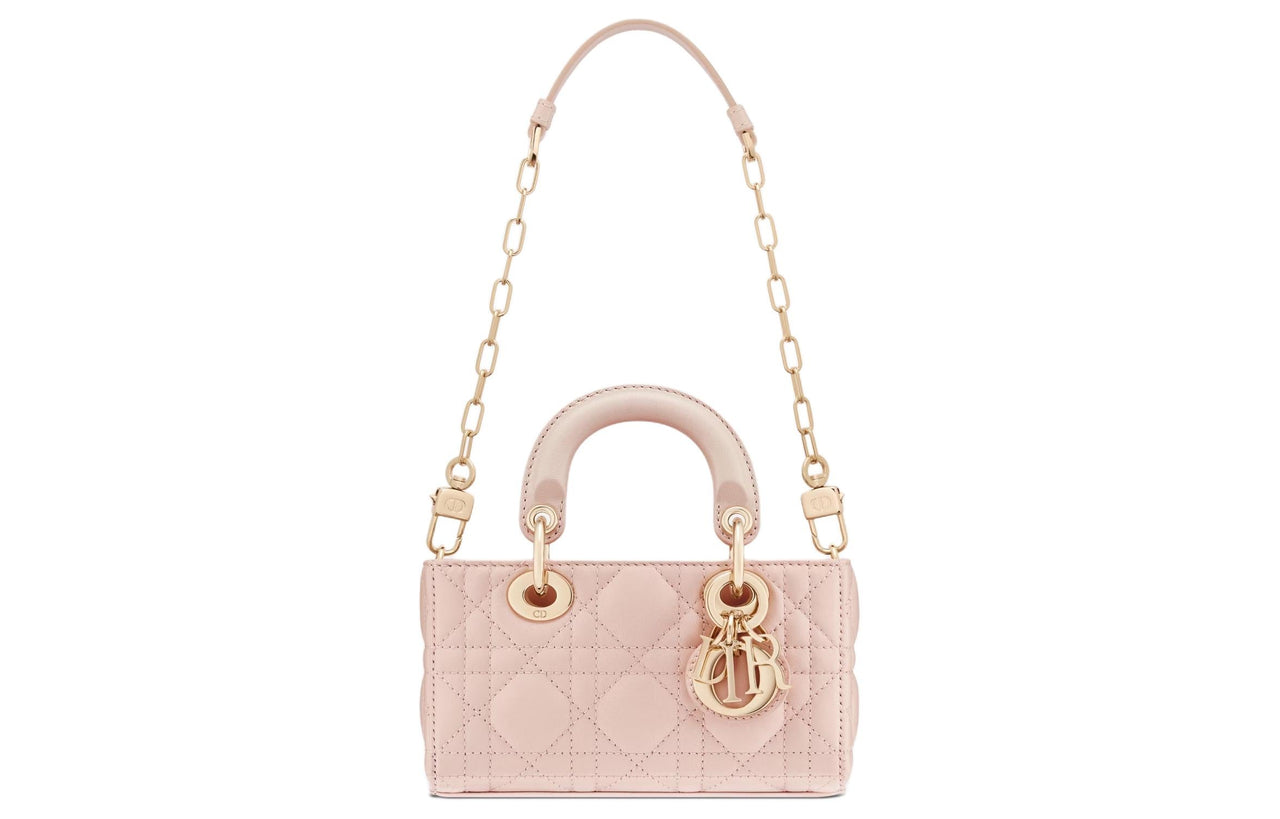 DIOR Lady D JOY Wicker Pattern Sheepskin Shoulder Bag, Crossbody Bag, Handbag Extra Mini Women's Rouge Pink