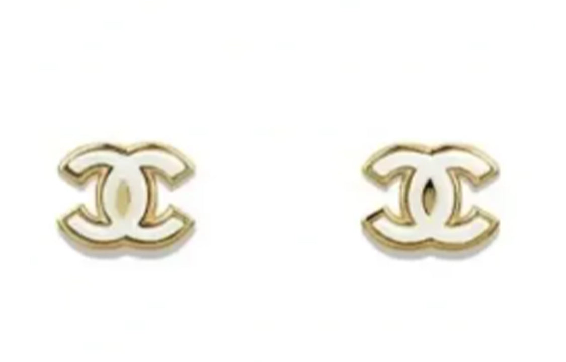 CHANEL Metal Stud Earrings Women's Gold