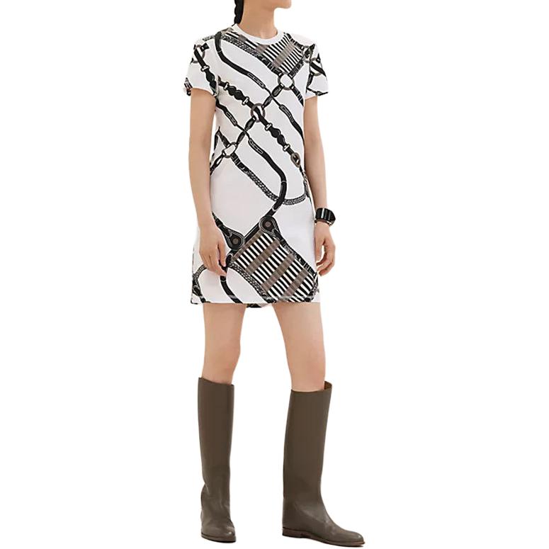 HERMES SS25 Short Sleeved Dress Women's Ecru