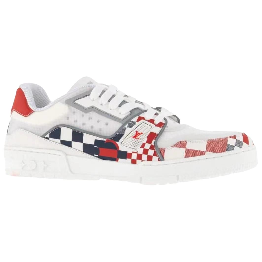 LOUIS VUITTON Trainer Low-Top Skateboard Shoes Men's Red White 37th America's Cup Limited Collaboration Edition