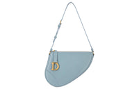 DIOR Goatskin Saddle Bag One Shoulder Clutch Women's Sky Blue