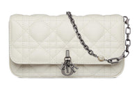 DIOR Lady Dior Sheepskin Smartphone Pocket Handheld Crossbody Bag Shoulder Bag Women's Milk White