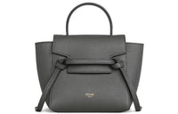 CELINE Belt Grained Calfskin Catfish Bag, Shoulder Bag, Crossbody Bag, Handbag Pico Women's Gray