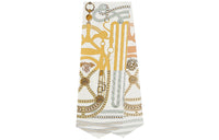 HERMES Silk Scarves Women's Gray White