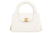 CHANEL Shiny Calfskin Crossbody One Shoulder Handbags Mini Women's White