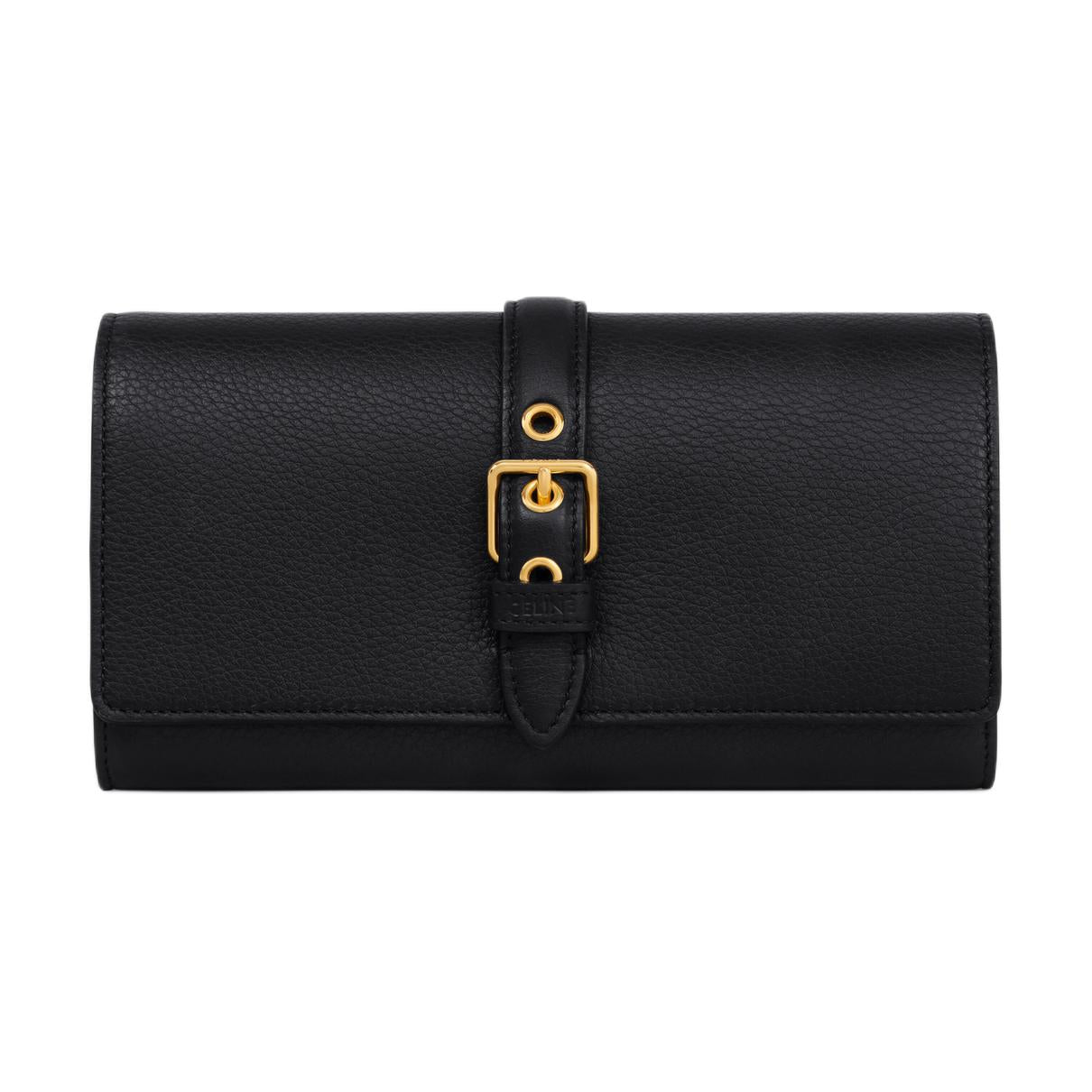 CELINE Soft Calfskin Wallet Large Size Women's Black
