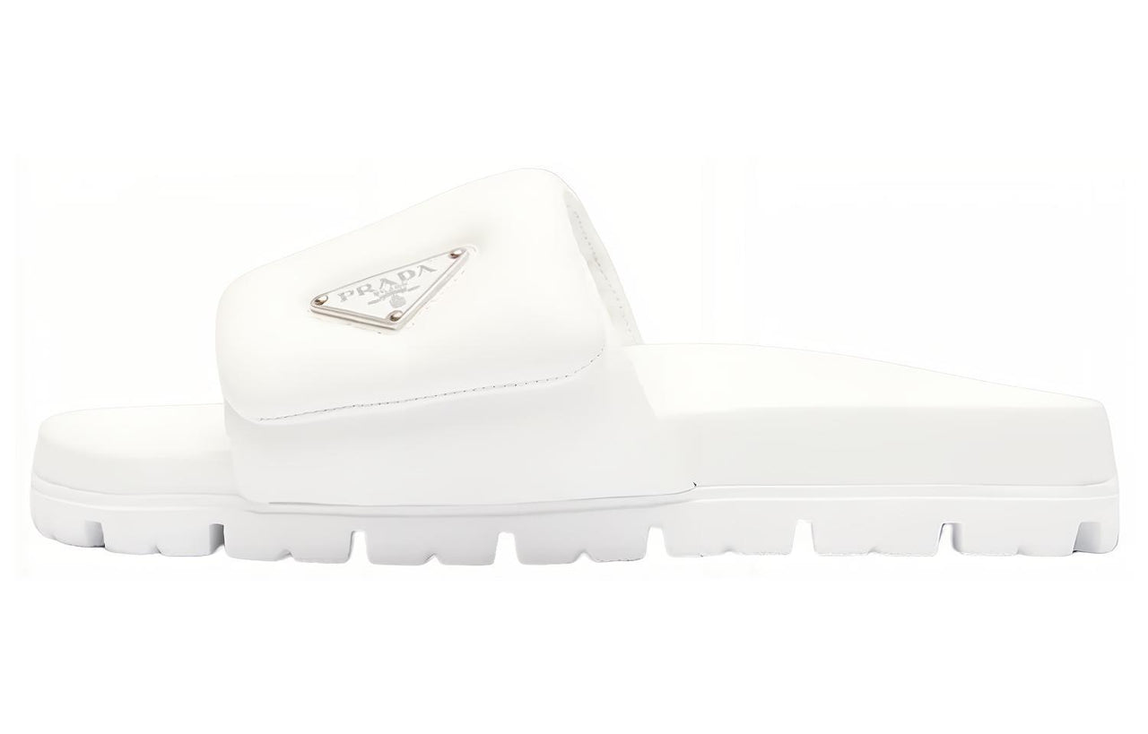 PRADA Soft Padded 20mm Slide Sandal White Nappa Leather Women's
