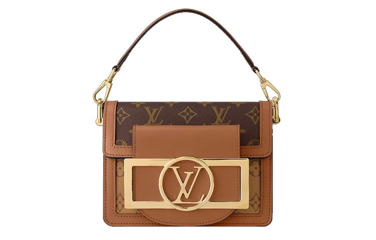 LOUIS VUITTON Dauphine Coated Canvas With Cow Leather Trim Daphne Handbag Shoulder Bag Crossbody Bag Mini Women's Brown