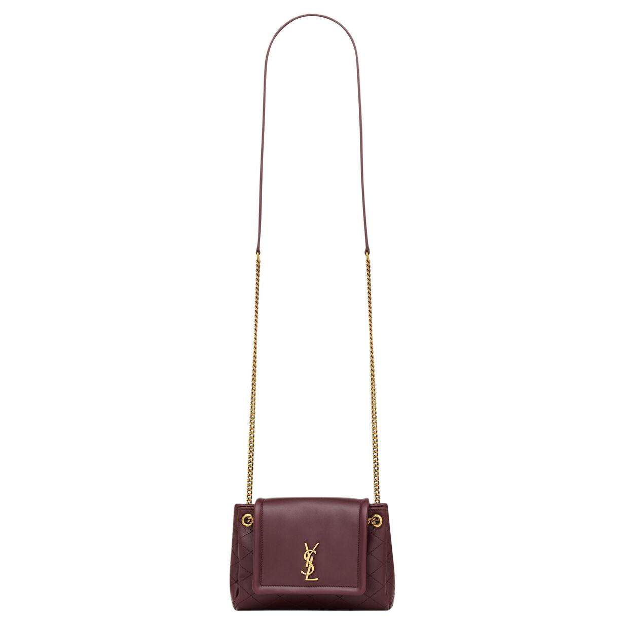 SAINT LAURENT Lambskin Crossbody Bag Mini Women's Mulled Wine Color