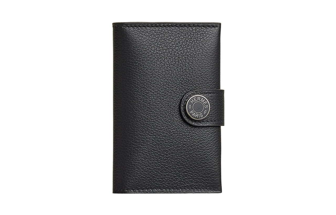 HERMES Evercolor Calfskin Card Holder Women's Black