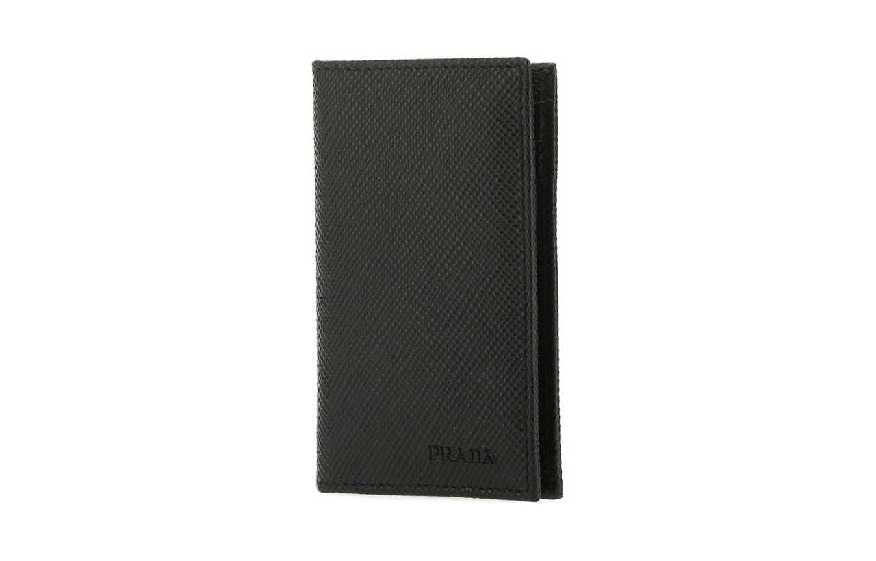 PRADA Calfskin Card Holder Women's Black
