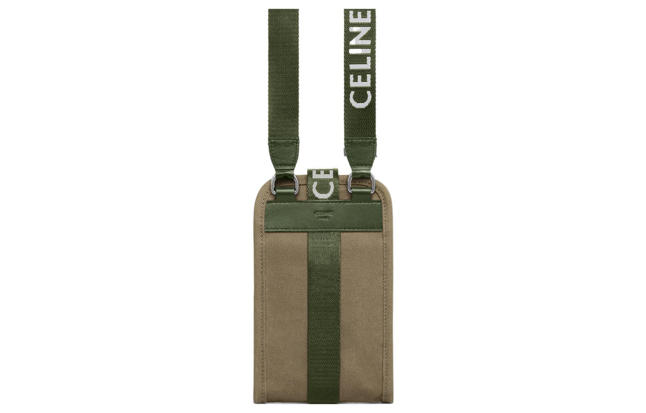 CELINE Polyamide Cell Phone Pouch Unisex Khaki Green