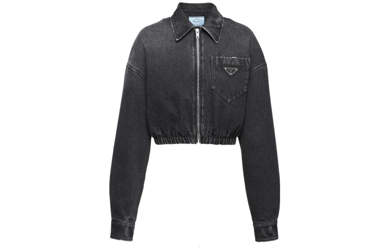 PRADA Cropped Coats Women's Dark Gray