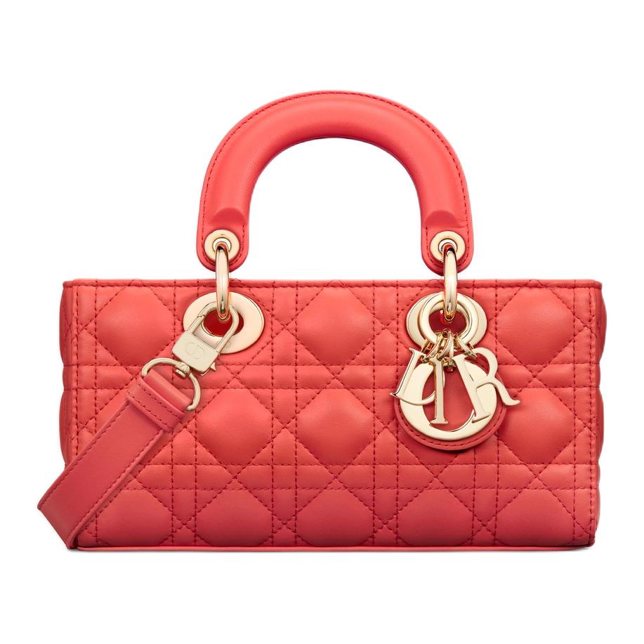 DIOR Lady D Joy Lambskin Lady Dior Bag, Shoulder Bag, Crossbody Bag, Handbag Trumpets Women's Coral